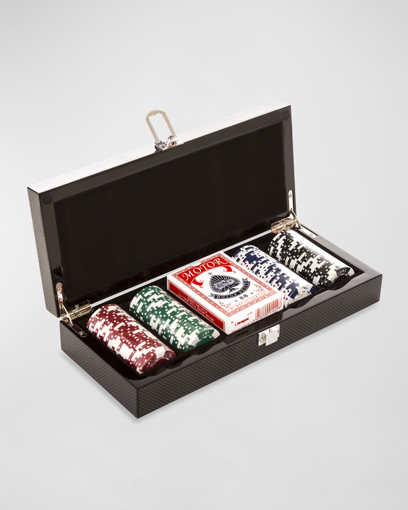 100-Chip High-Gloss Wood Velvet Poker Set | Neiman Marcus