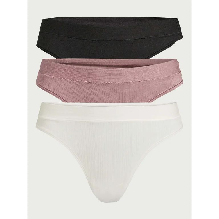 Joyspun Women's Ribbed Modal Thong Panties, 3-Pack, Sizes XS to 3XL - Walmart.com | Walmart (US)