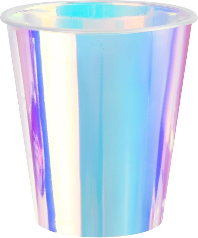 25 Iridescent Plastic Cups Holographic Clear Party Cups 12oz Rainbow Disposable Cups for Bachelor... | Amazon (US)