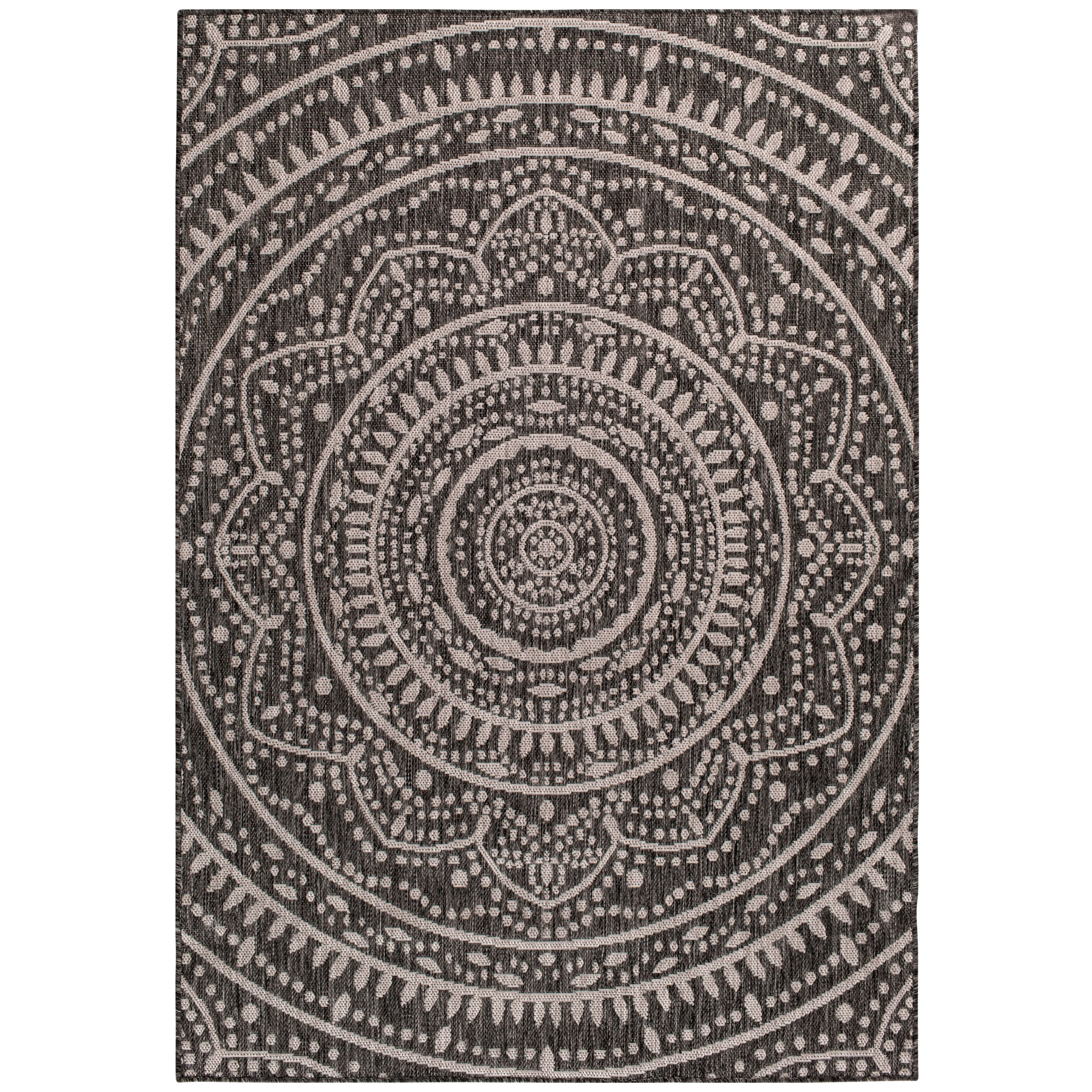 Mainstays 5'x7' Gray Global Medallion Outdoor Area Rug | Walmart (US)
