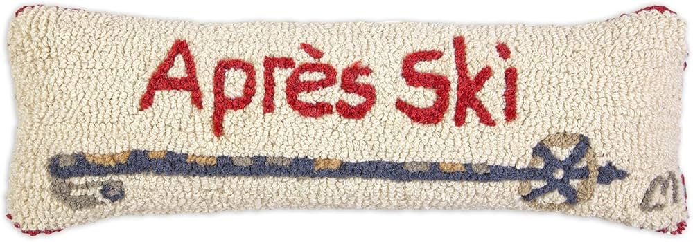Artist-Designed Apres Ski Pole Hand-Hooked Wool Decorative Throw Pillow (8 in x 24 in) Ski Pillow... | Amazon (US)