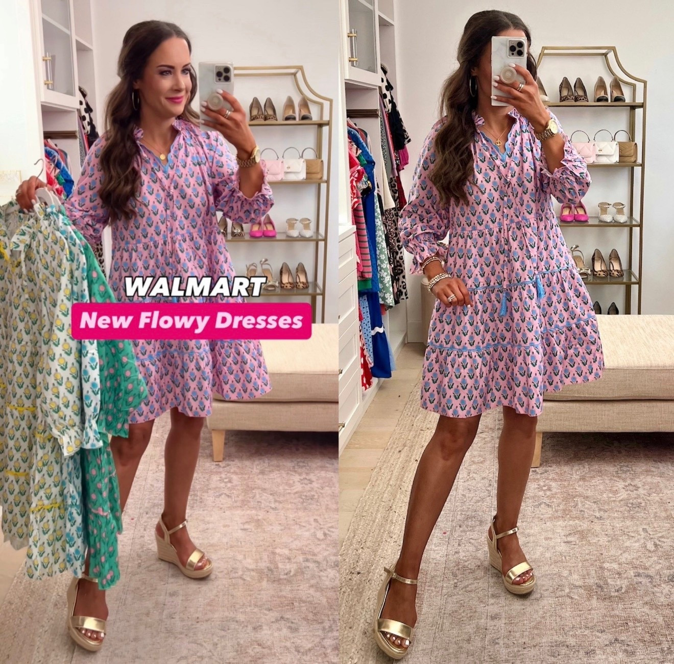 New Walmart finds! Scroll to shop! We are loving this new flowy dress! Wearing size S. Follow us for more! 💗 ~ L & W 