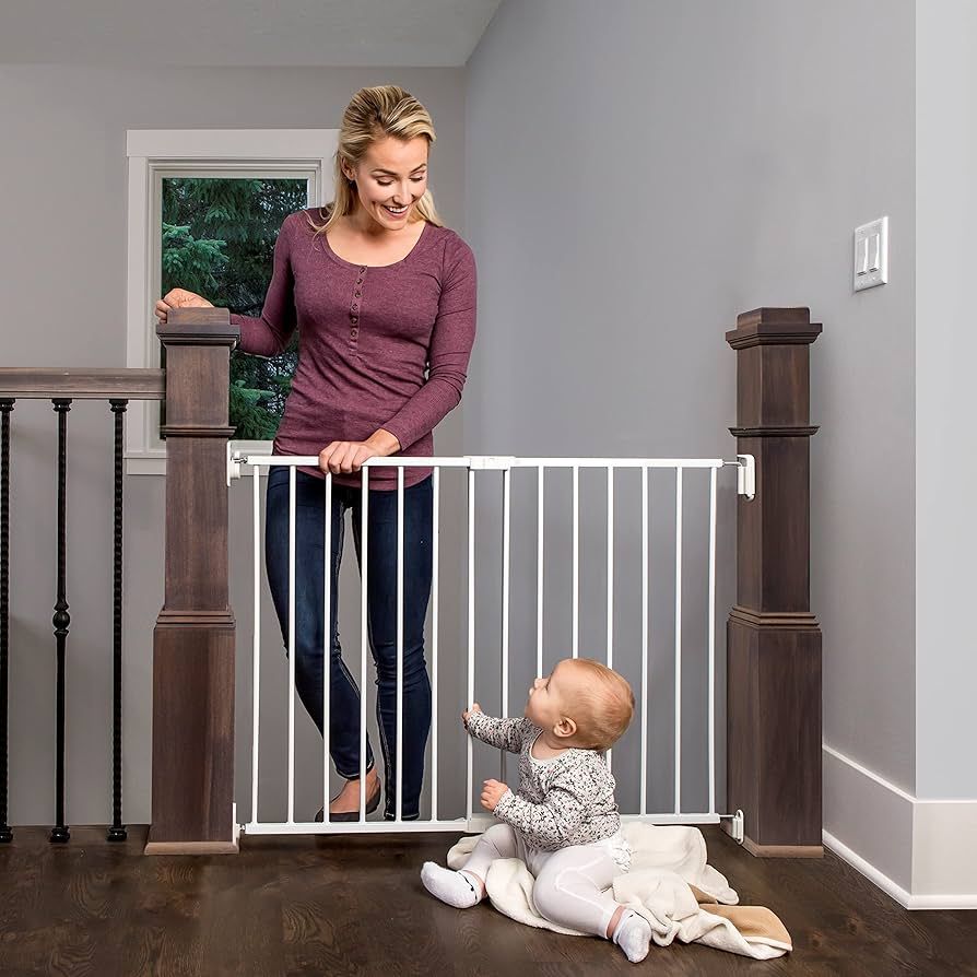 Regalo 2-in-1 Extra Wide Stairway and Hallway Walk ThroughBaby Safety Gate, Hardware Mounting, Wh... | Amazon (US)