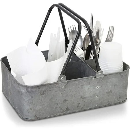 Shabby Galvanized Metal Kitchen Utensil Holder Flatware Caddy Storage Organizer for Outdoor Party Ga | Walmart (US)