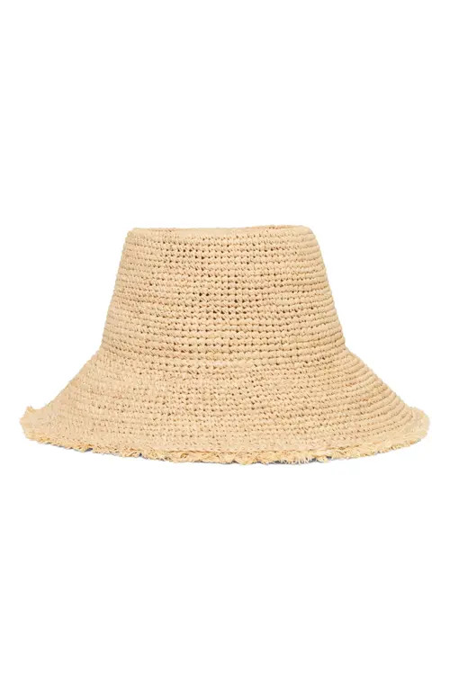LSPACE Paco Embellished Paper Raffia Bucket Hat in Natural at Nordstrom | Nordstrom