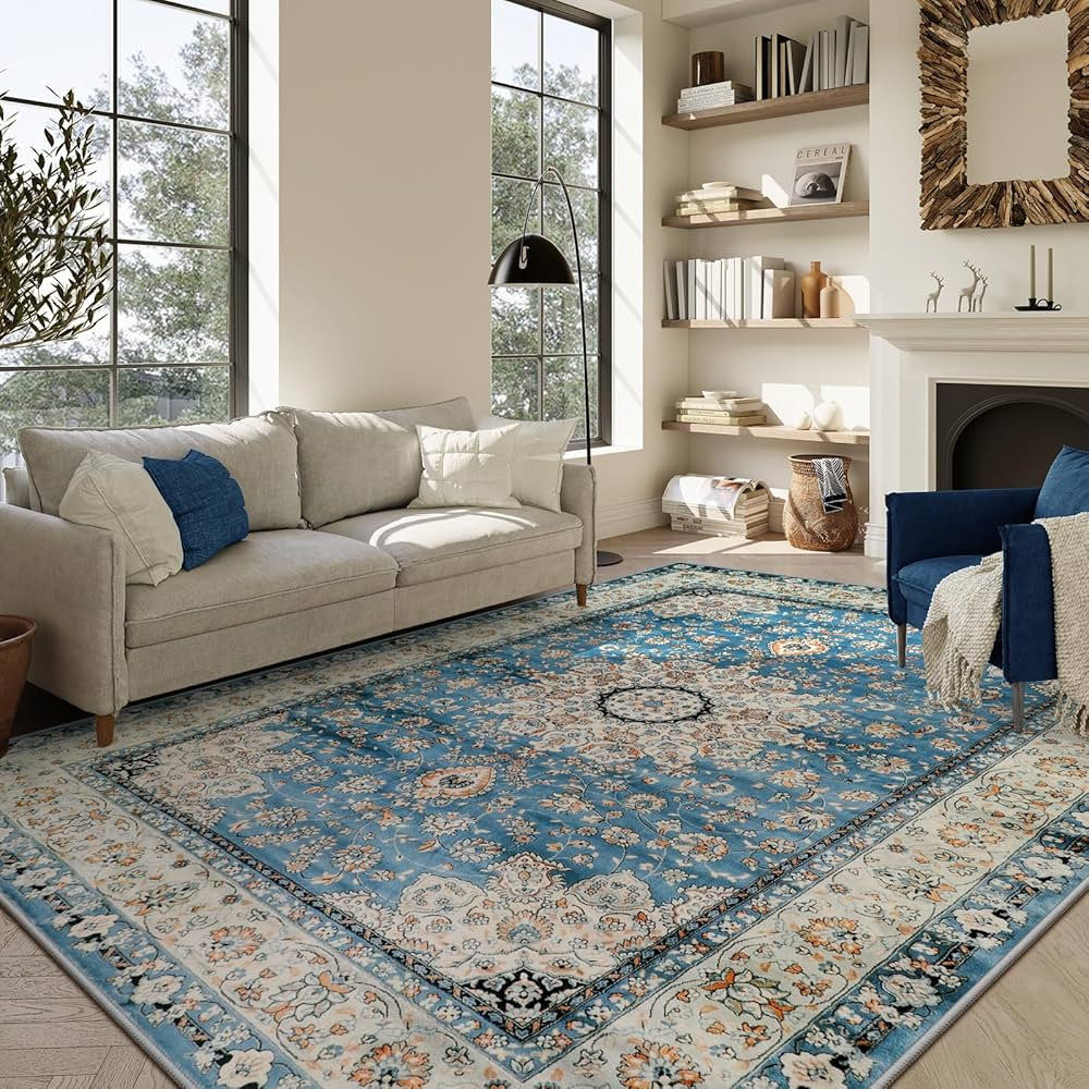 Lahome Oriental Floral Medallion Area Rug - 9x12 Large Rugs for Living Room Soft Rugs for Bedroom... | Amazon (US)