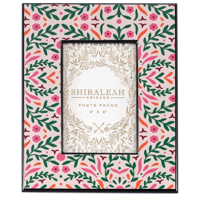 Shiraleah Celebration Pink and Green Floral 4" X 6" Picture Frame | Target