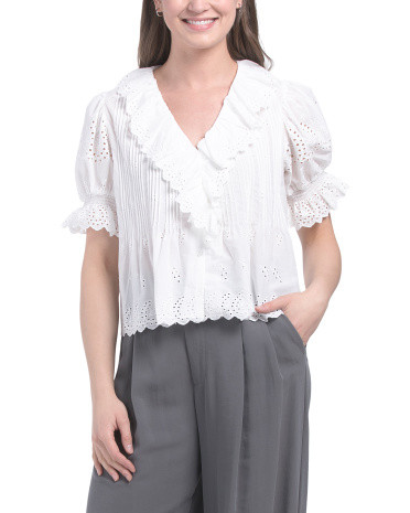 Eyelet Flutter Top | TJ Maxx