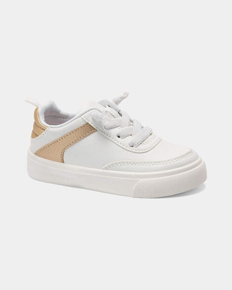 Toddler Girl Casual Sneakers - White/Gold | Carter's Inc