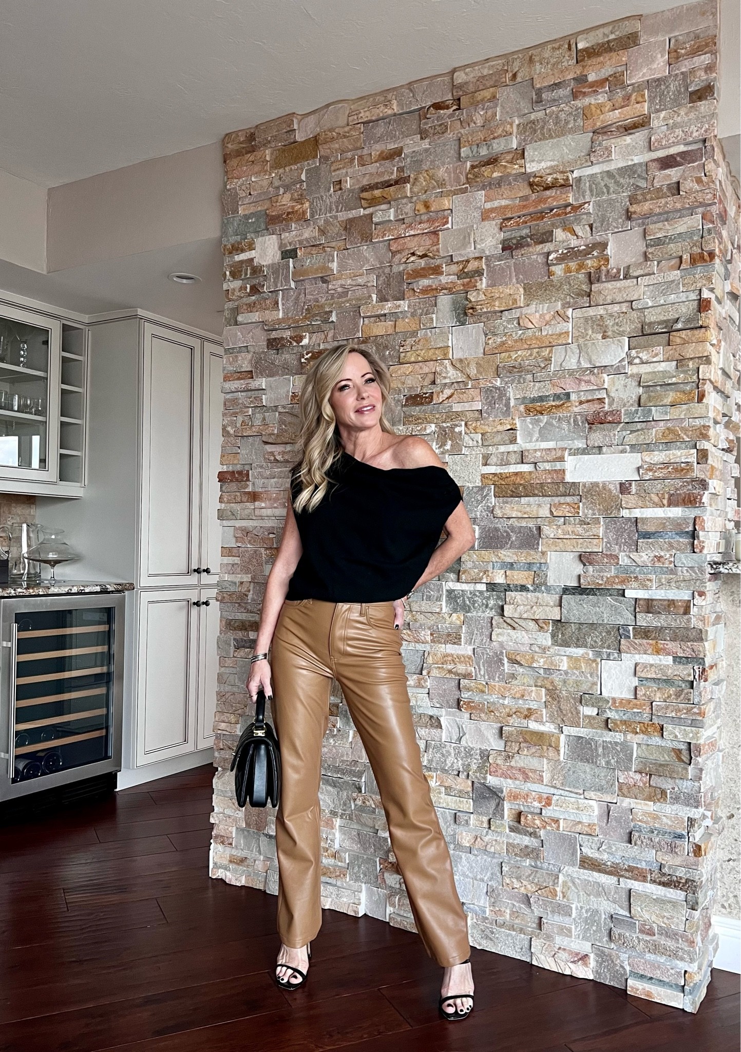 Faux leather pants and off the shoulder sweater

#LTKHoliday #LTKstyletip #LTKSeasonal
