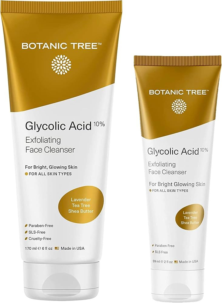 Botanic Tree Glycolic Acid Face Wash Travel Size (6oz., + 2oz travel size Pack of 2)- Facial Exfo... | Amazon (US)