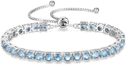 FANCIME Birthstone Bracelet Jewelry for Women Sterling Silver Tennis Bracelet Classic Bolo Adjust... | Amazon (US)