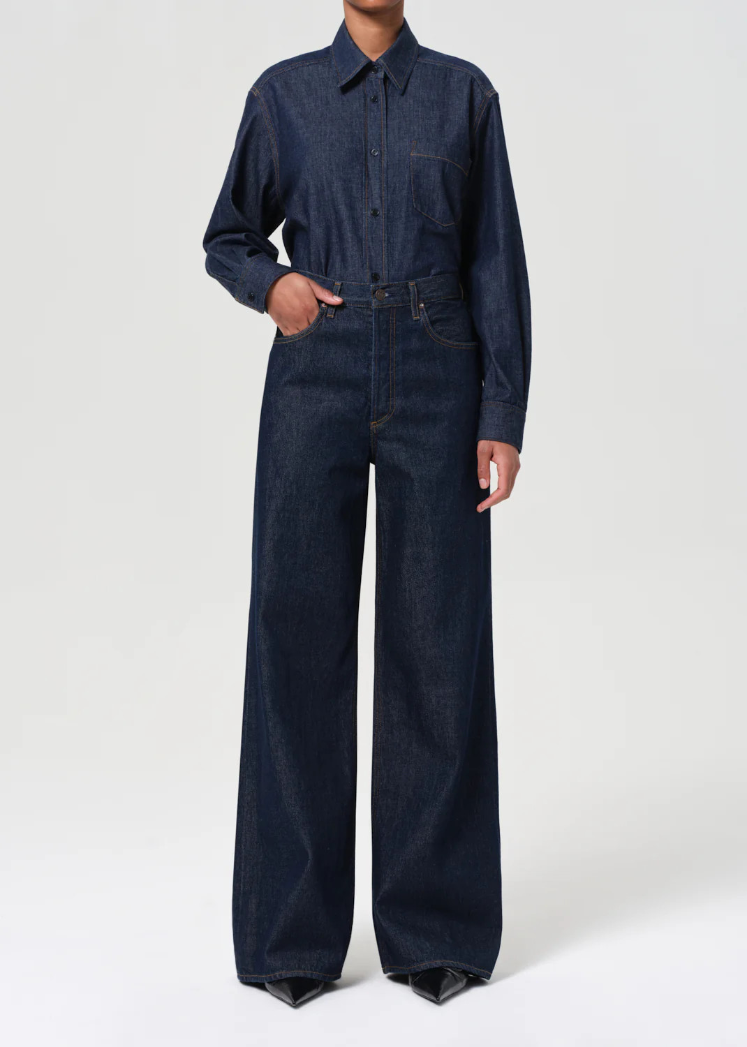 Dame High Rise Wide Leg No Cuff in Foxley | AGOLDE