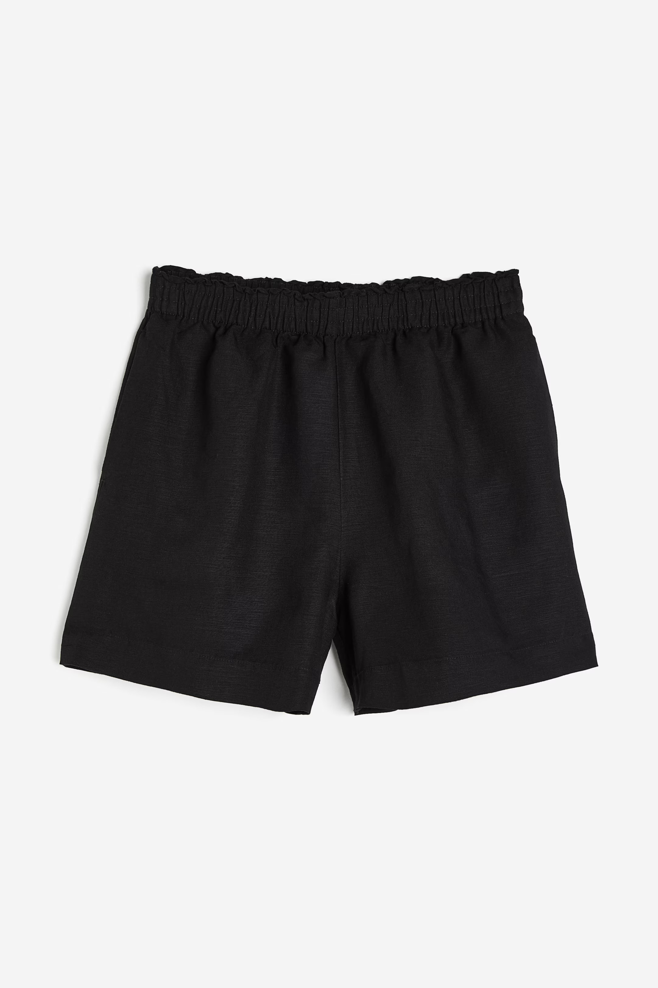 Linen-blend pull-on shorts - High waist - Short - Black - Ladies | H&M GB | H&M (UK, MY, IN, SG, PH, TW, HK)