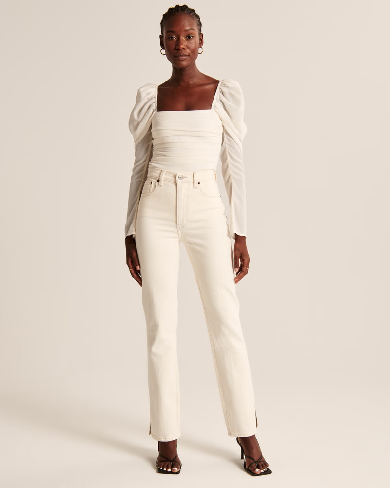 Long-Sleeve Puff Shoulder Top | Abercrombie & Fitch (US)