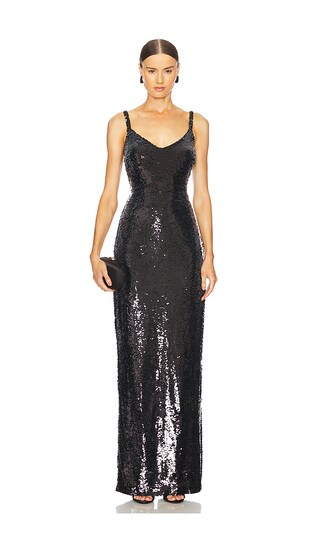 L'AGENCE Karma Sequin Maxi Dress in Black. - size 00 | Revolve Clothing (Global)