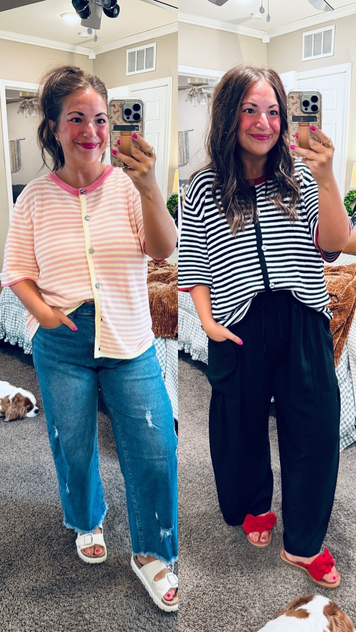 This short sleeve cardi is a great transition to fall top!