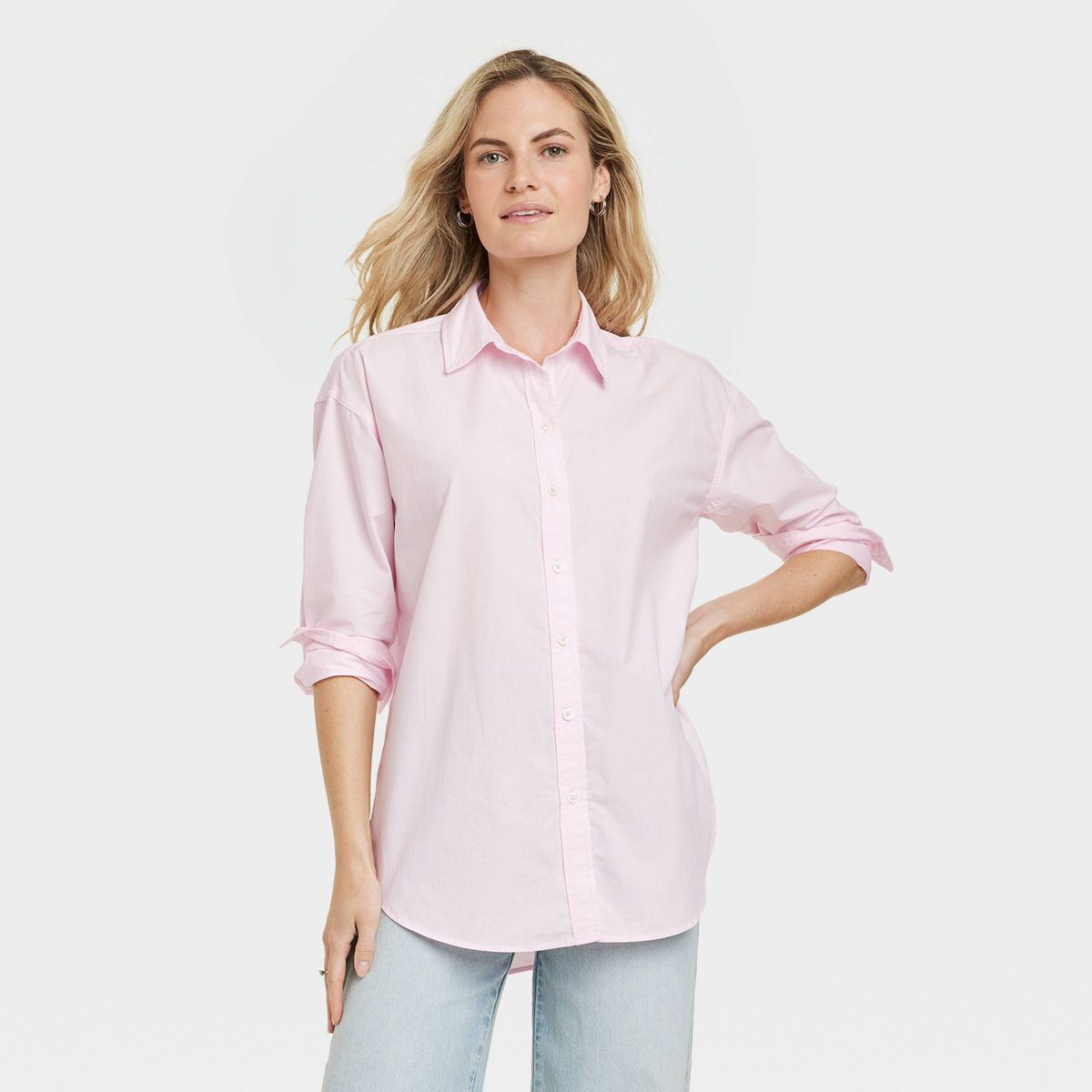 Women's Oversized Long Sleeve Collared Button-Down Shirt - Universal Thread™ | Target