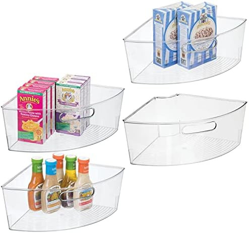 mDesign Plastic Cabinet Container Lazy Susan Storage Organizer Bin Holder with Front Handle - for... | Amazon (US)