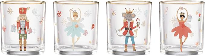 Lenox 898402 Nutcracker Ballet Double Old Fashioned Glasses, Set of 4, Christmas, Cocktail Glass,... | Amazon (US)