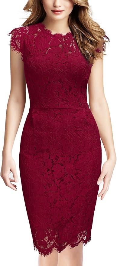 Miusol Women's Retro Floral Lace Slim Evening Cocktail Mini Dress | Amazon (US)