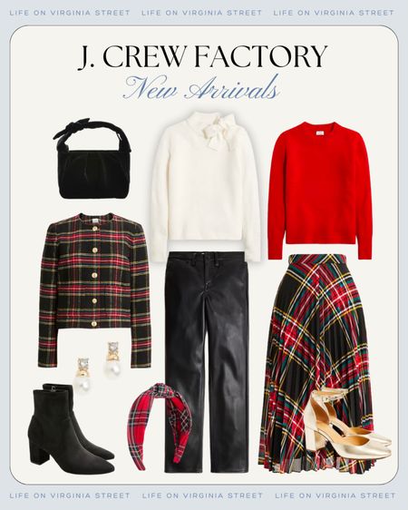 The cutest new holiday outfit arrivals form J. Crew Factory! Loving this velvet handbag, plaid lady jacket, bow neck sweater, faux leather pants, cozy sweater, plaid skirt, gold shoes, ankle boots, plaid headband and festive accessories! And they’re all on sale!
.
#ltkholiday #ltksalealert #ltkfindsunder50 #ltkfindsunder100 #ltkstyletip #ltkworkwear #ltkover40 #ltkmiddize #ltkseasonal #ltkhomr #ltkshoecrush #ltkitbag

#LTKHoliday #LTKsalealert #LTKfindsunder100