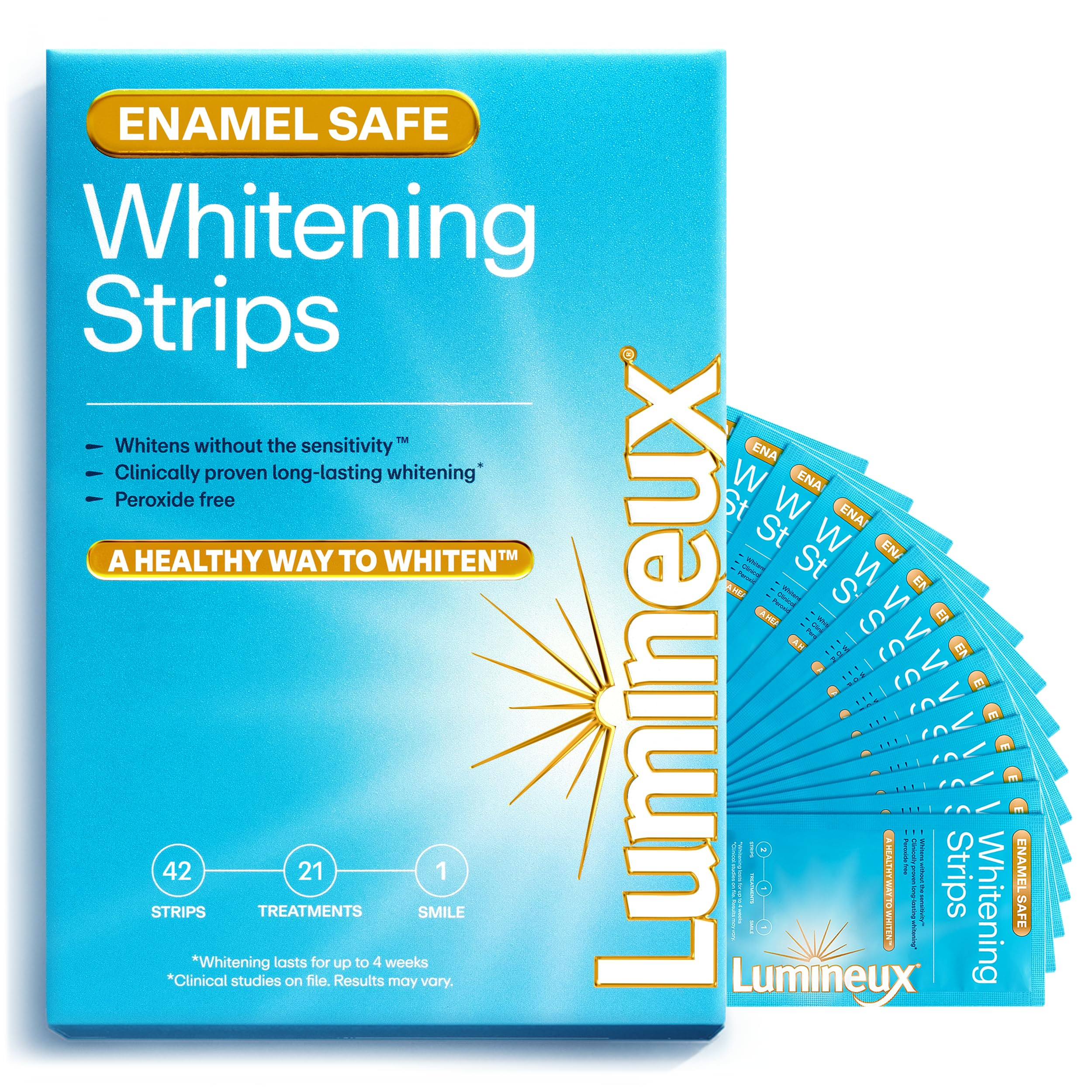 Lumineux Teeth Whitening Strips 21 Treatments – Peroxide Free - Enamel Safe for Whiter Teeth - Whitening Without The Sensitivity - Dentist Formulated - Sensitivity | Amazon (US)