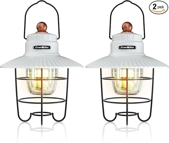 EverBrite LED Camping Lantern Pack of 2, USB C Rechargeable Lantern with 3 Light Modes, Vintage O... | Amazon (US)