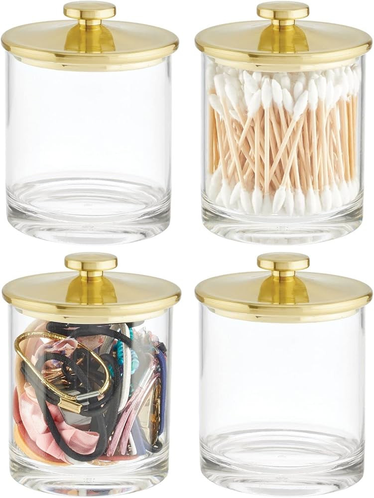mDesign Small Modern Apothecary Storage Organizer Canister Jars - Acrylic Containers for Bathroom... | Amazon (US)