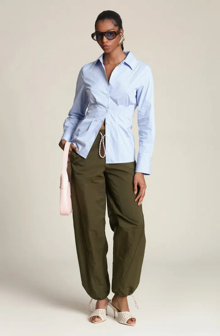 Stripe Cotton Blend Button-Up Top | Nordstrom