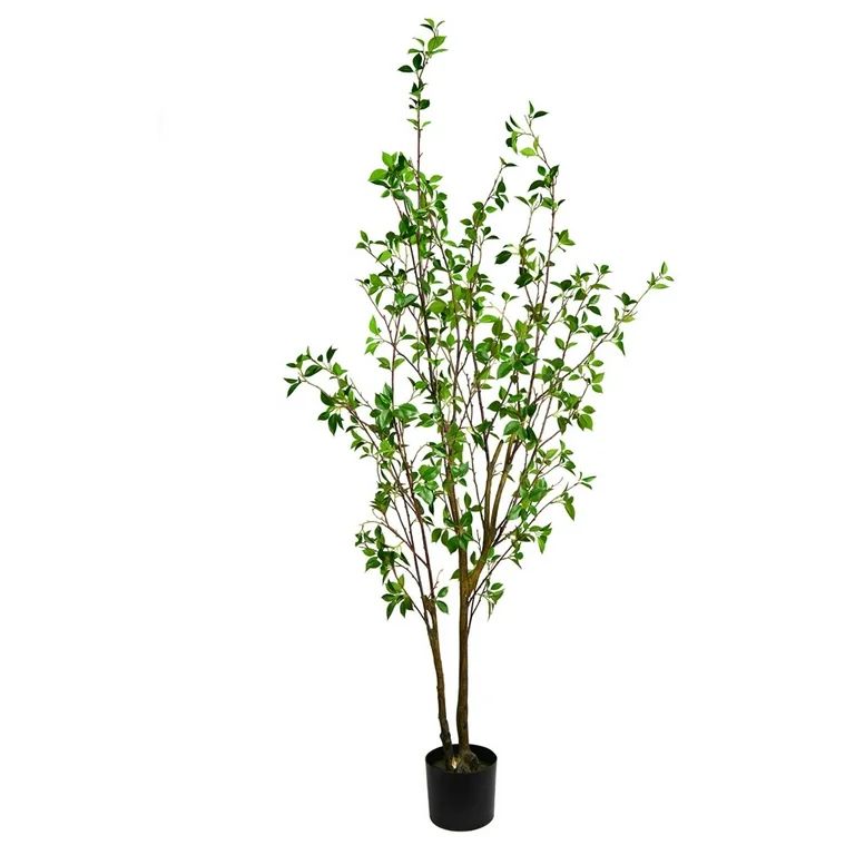 Vickerman 72" Artificial Potted Baby Leaf Tree in Black Planters Pot. - Walmart.com | Walmart (US)