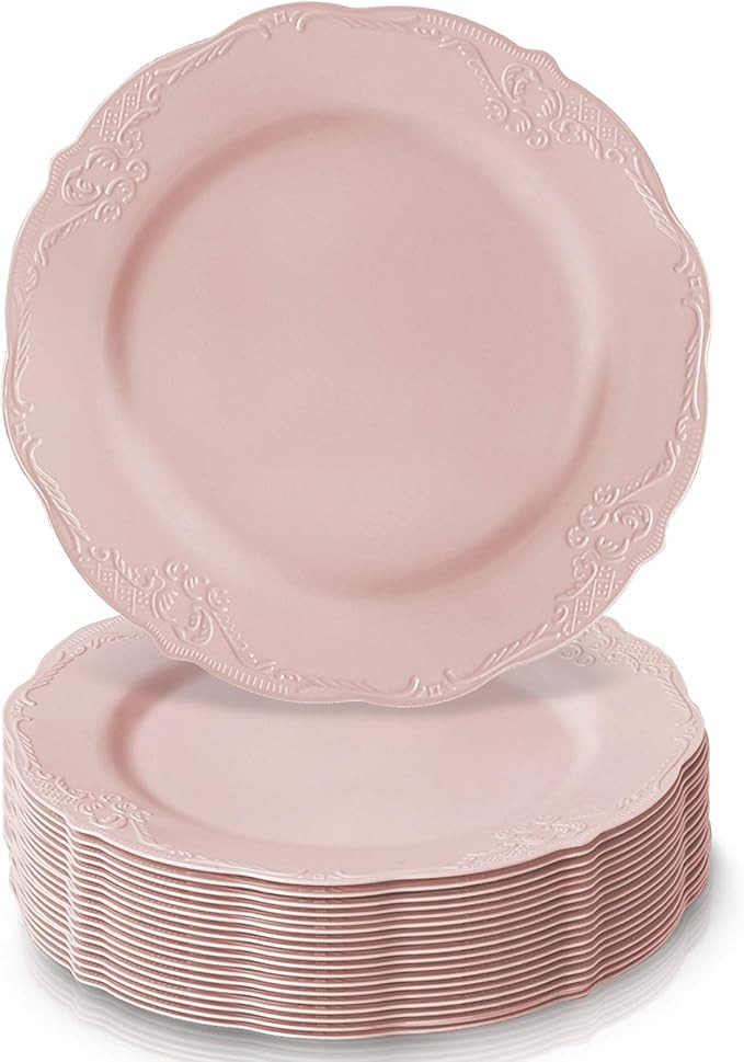 Silver Spoons Disposable DINNERWARE Plates | Vintage Collection PC, 10 Count (Pack of 1), Blush | Amazon (US)