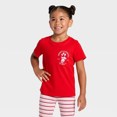 Toddler Girls' Holiday Short Sleeve Graphic T-Shirt - Cat & Jack™ Red 18M | Target