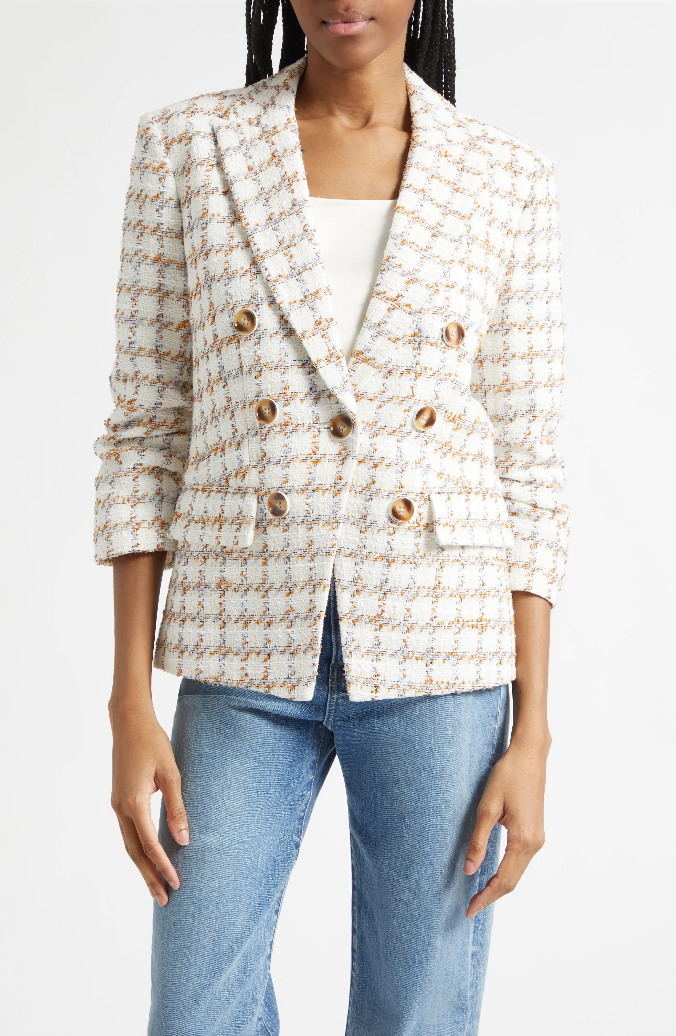 Veronica Beard Ryland Double Breasted Metallic Tweed Dickey Jacket (Women) | Nordstrom | Nordstrom