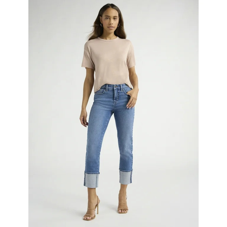 Sofia Jeans Women's Slim Cuffed Denim Mid Rise Jeans, 27" Inseam, Size 0-20 | Walmart (US)