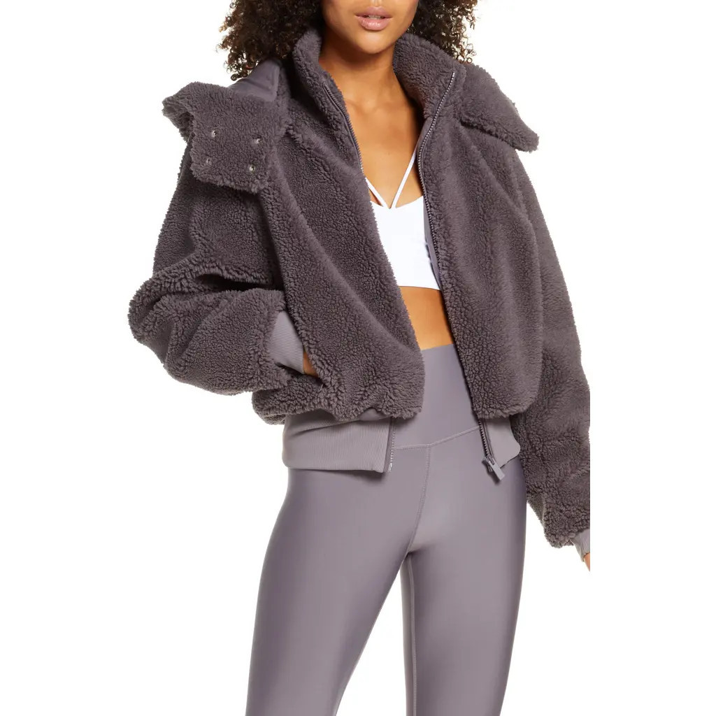 Alo Foxy Fleece Jacket in Dark Lavender at Nordstrom, Size Small | Nordstrom