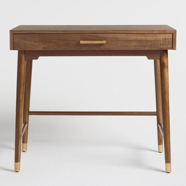 Walnut and Gold Metal Zola Desk | World Market