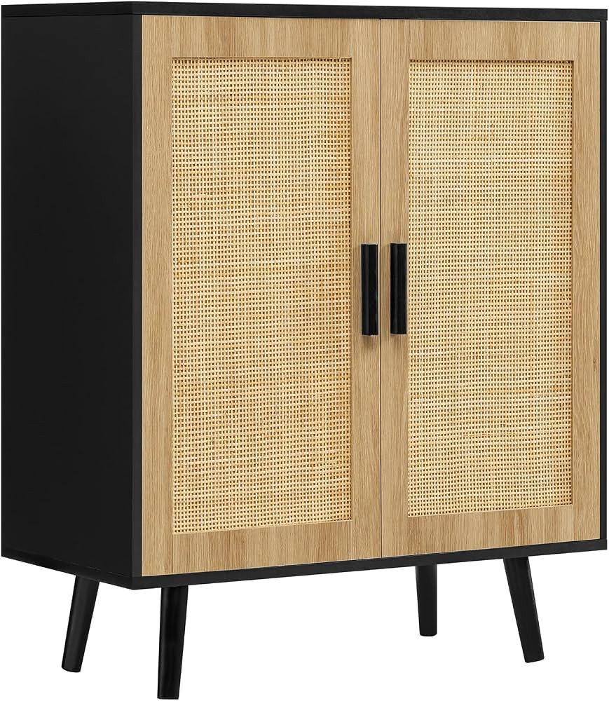 Iwell Rattan Storage Cabinet with Adjustable Shelf & Doors, Accent Cabinet for Living Room, Dinin... | Amazon (US)