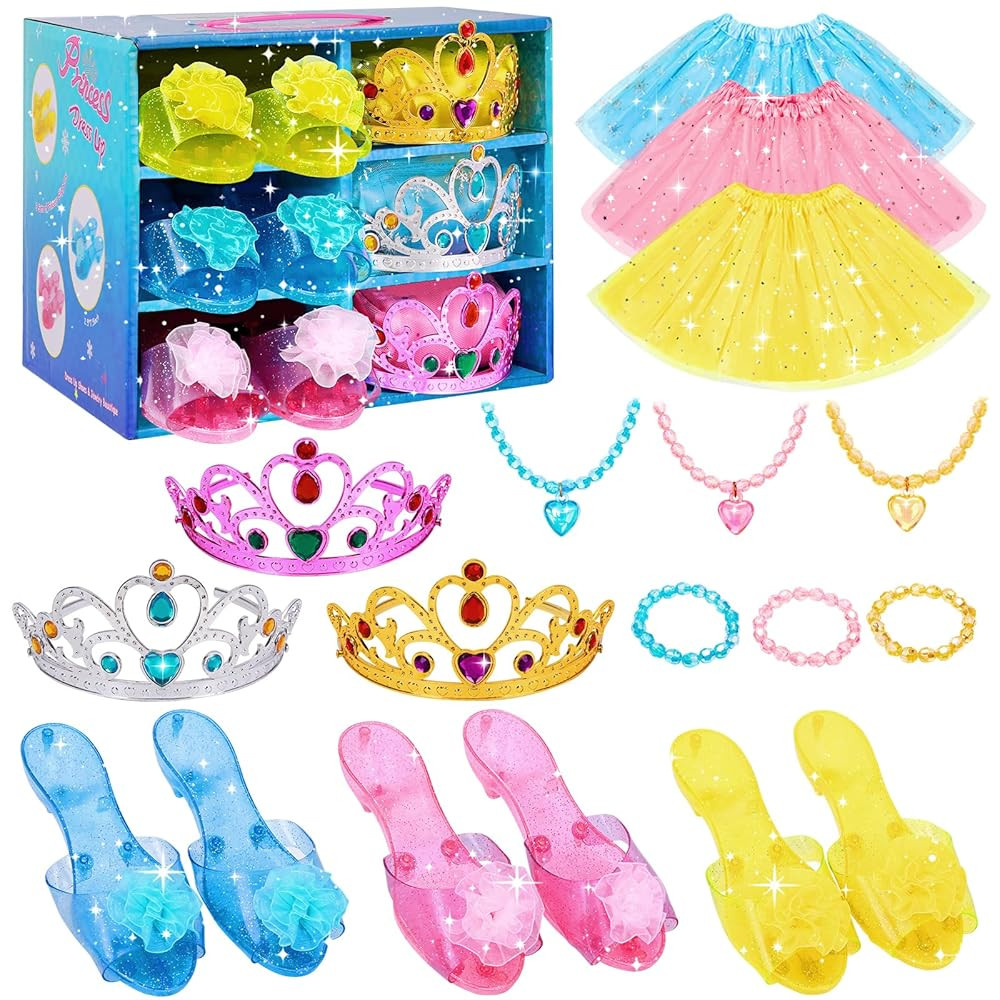 Meland Princess Dress Up for Girls - Dress Up Clothes with Shoes & Skirts, Princess Toys for Todd... | Amazon (US)