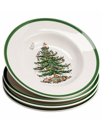 Spode Christmas Tree Dinnerware Rim Soup Bowl, Set of 4 & Reviews - Fine China - Macy's | Macys (US)