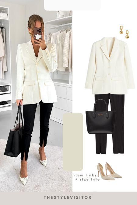 Lovely fitted blazer in cream! Wearing 34 and do find it runs a tad large. Combined it with fitted leggings/trousers with slits and slingbacks. Will try to link dupes!

Read the size guide/size reviews to pick the right size.

Leave a 🖤 to favorite this post and come back later to shop

Workwear, work outfit, cream blazer, fitted blazer, suit, long single breasted blazer 

#LTKstyletip #LTKSeasonal #LTKworkwear