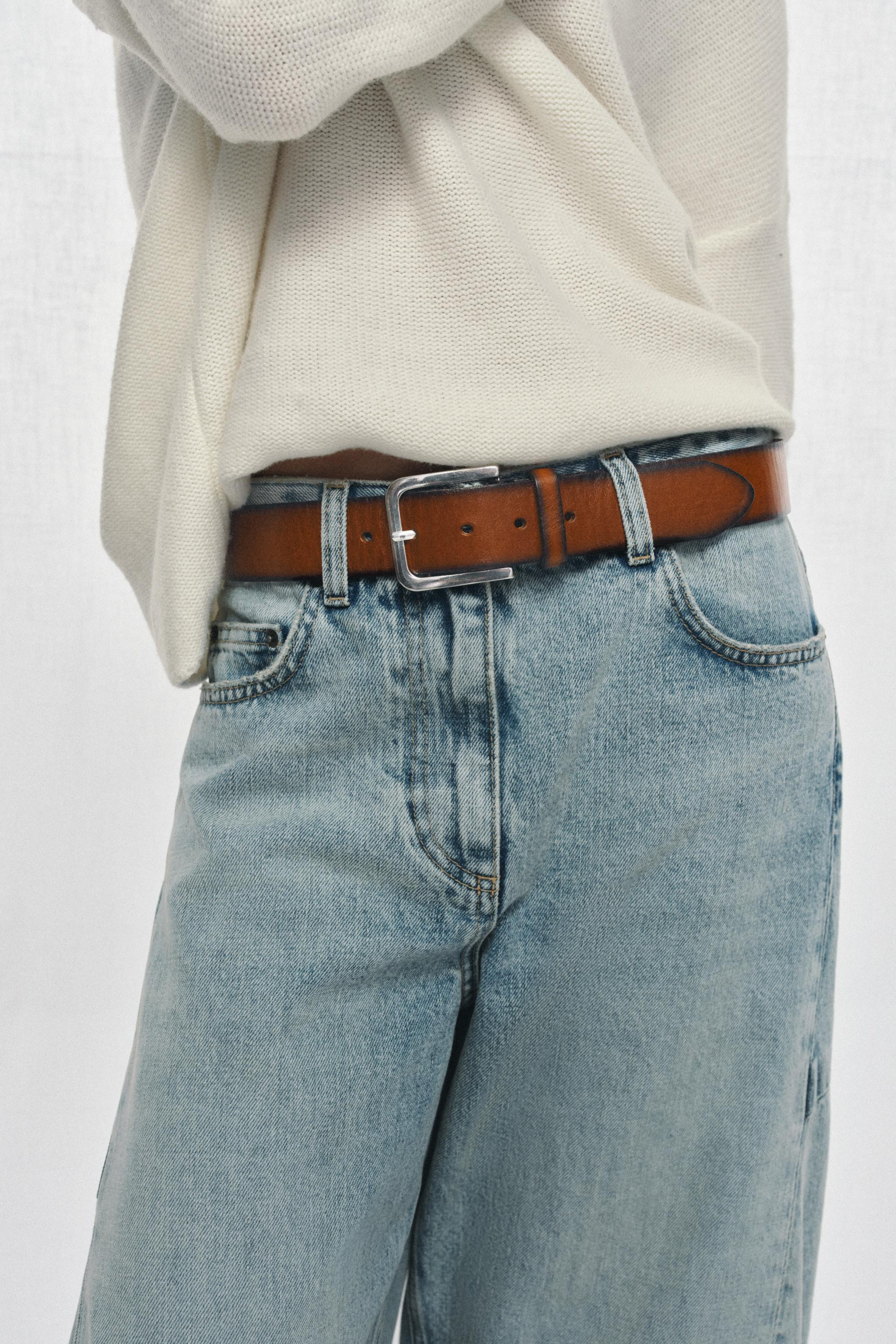 100% WASHED EFFECT LEATHER BELT | Zara US