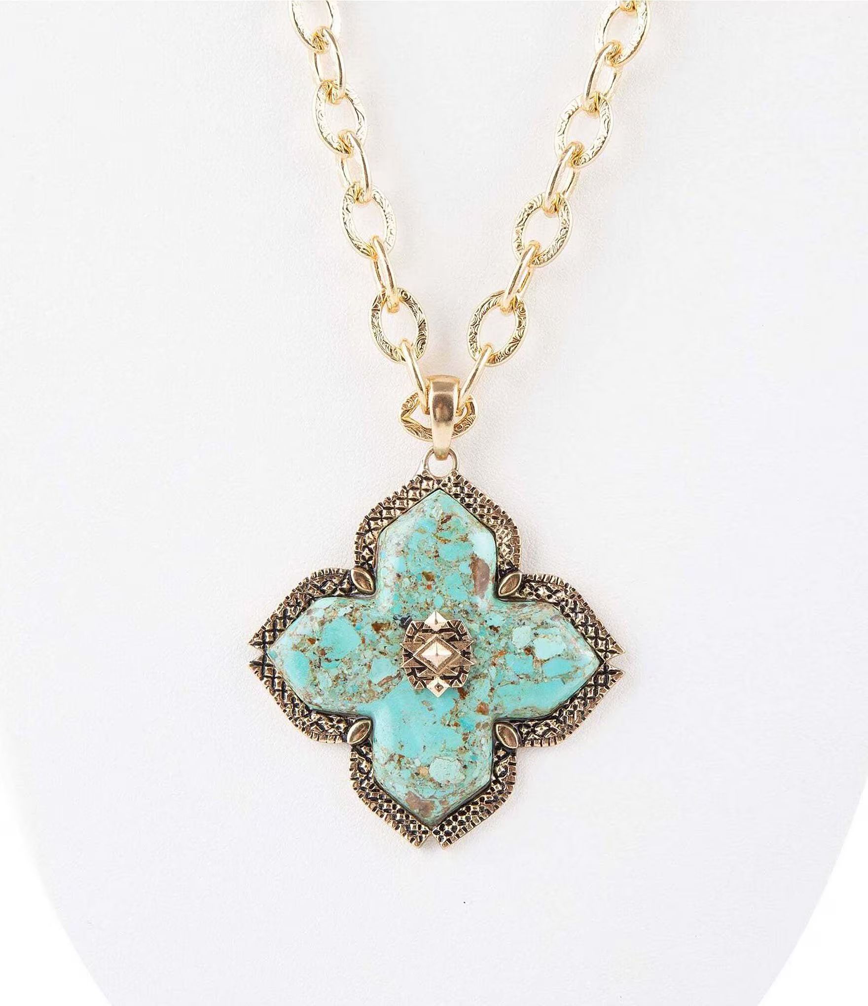 Barse Bronze Genuine Stone Turquoise Statement Long Pendant Necklace | Dillard's | Dillard's