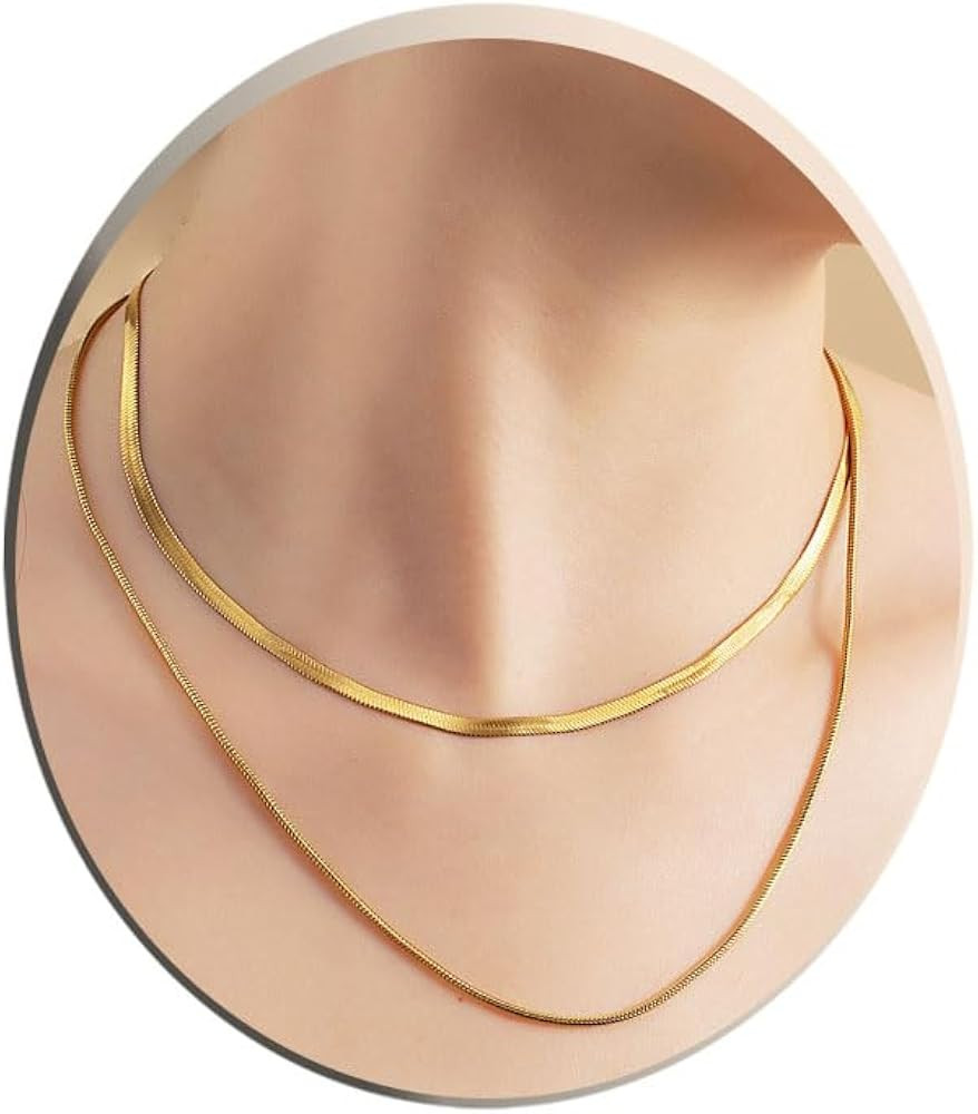 Silver Necklace for Women 18K Silver Simple Choker Silver Plated Necklaces for Women | Amazon (US)