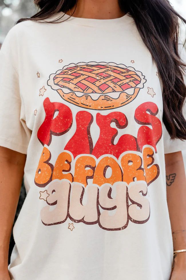 Pies Before Guys Ivory Graphic Tee | Pink Lily