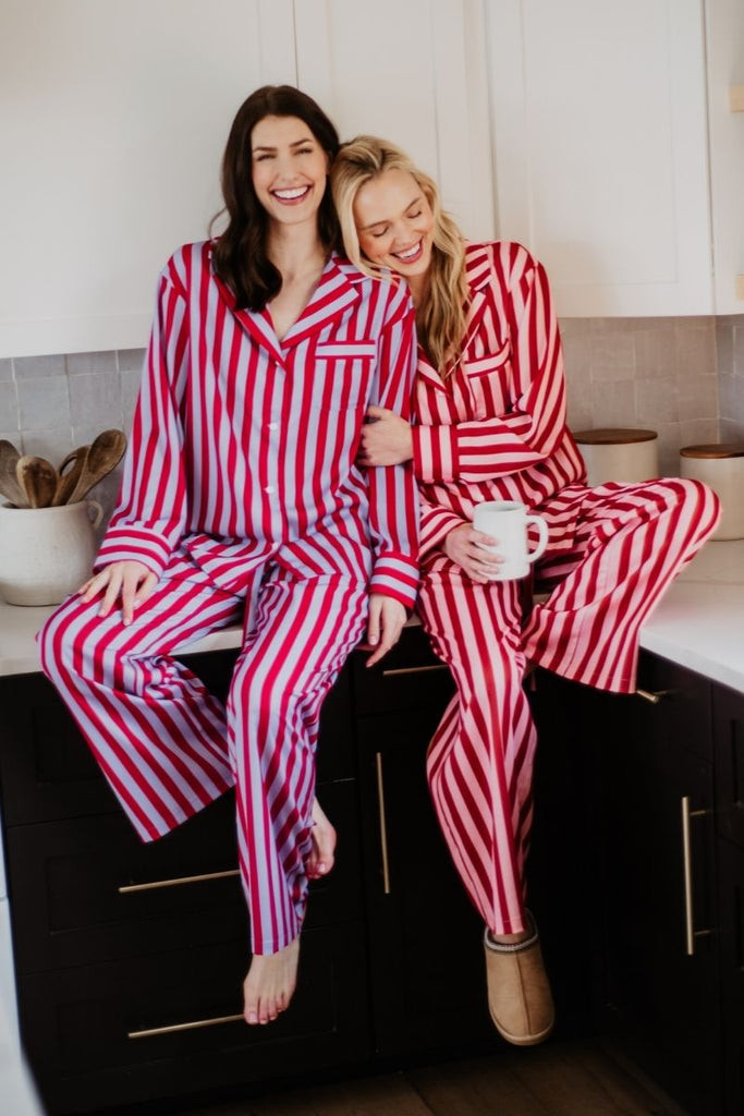 Lilac Striped Satin PJ Sets Women | Katydid