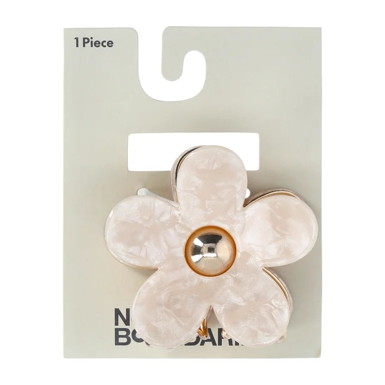 No Boundaries Flower Hair Claw Clip, Ivory/Goldtone, Women's | Walmart (US)