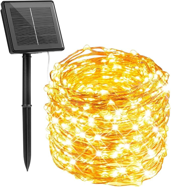 Minetom Solar String Lights for Outside, 33Ft 100 LED Outdoor Solar Fairy Lights, 8 Modes Balcony... | Amazon (US)