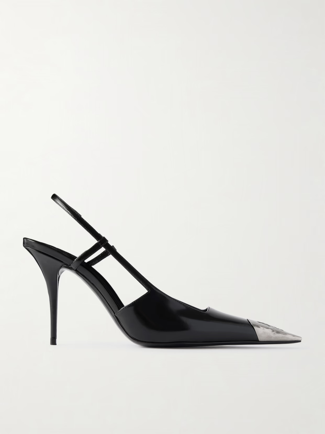 SAINT LAURENT - Jeanne Embellished Glossed-leather Slingback Pumps - Black | NET-A-PORTER (US)