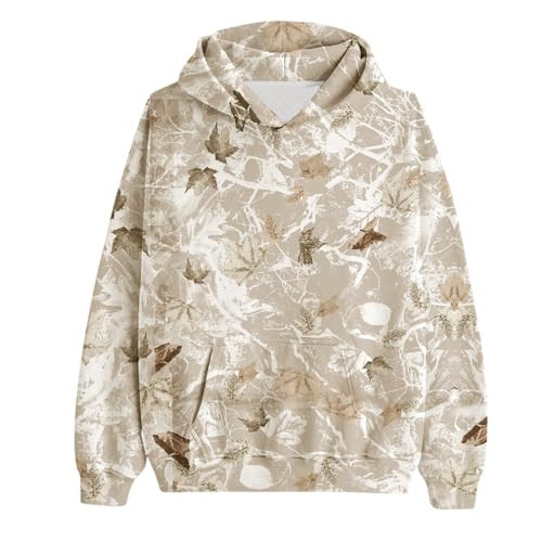 Womens Camo Hoodie Maple Leaf Printed Sweatshirt Oversized Hooded Sweatshirt Fleece Pullover Sweatshirt Trendy Outfits | Amazon (US)